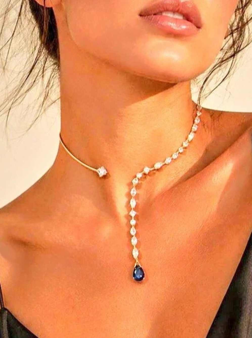 Pendant Necklace in Silver & Blue